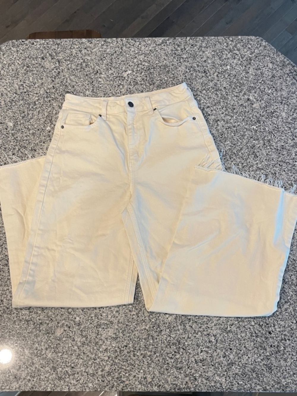 Carly Jean Los Angeles Cream Wide-Leg High-Rise Jeans